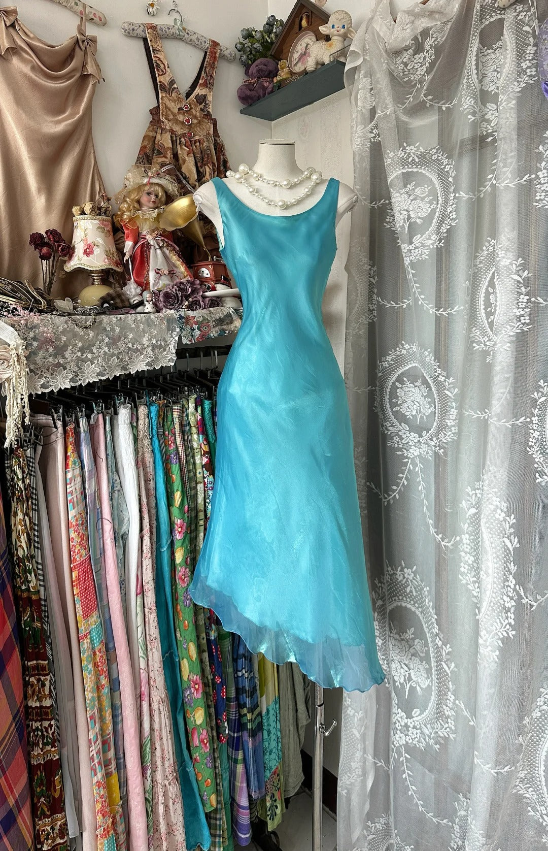 amakanas-Blue vintage long chiffon homecoming dress birthday dress party dress gh5227