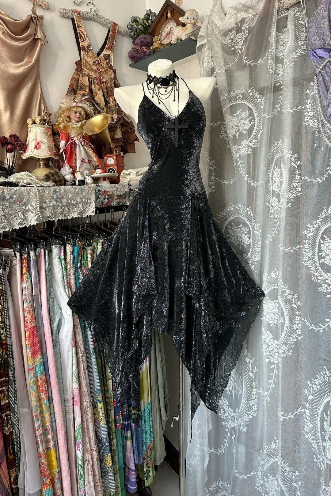 amakanas-Black vintage short chiffon homecoming dress birthday dress gh5232