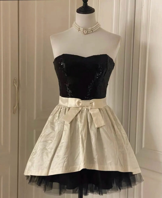 __hite Retro Shiny Elegant Princess Short Sequin Homecoming Dress Birthday Party Dress~__ gh4268