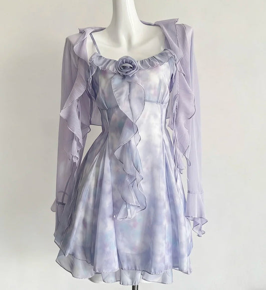 amakanas--Purple Spaghetti Strap Short Chiffon Homecoming Dress gh5687