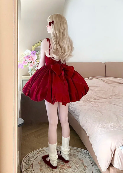 Red Homecoming Dress Short Velvet Prom Dress Evening Dress Birthday Dress gh4520
