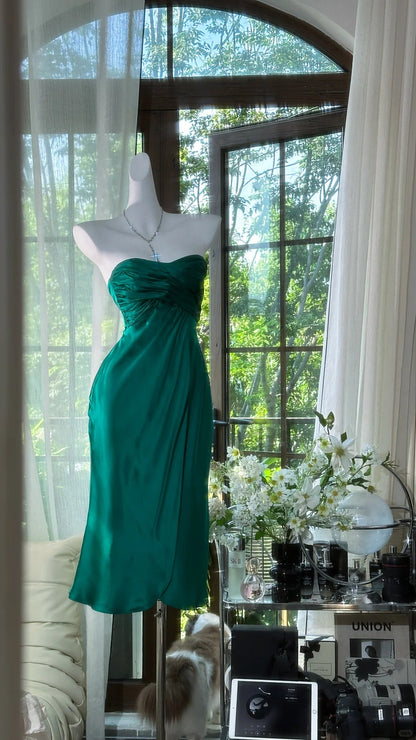 amakanas-Dark green short chiffon homecoming dress birthday party dress gh5167