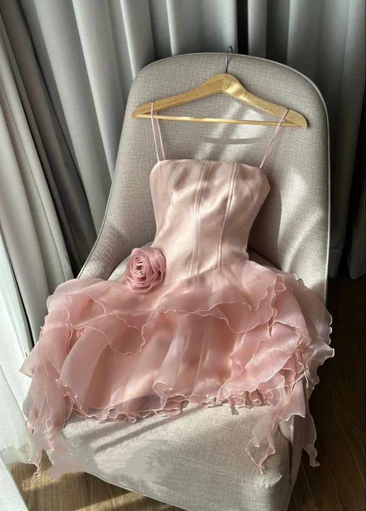 Pink Cute Fantasy Floral Short Chiffon Mini Homecoming Dress Women Birthday Party Dress gh4727