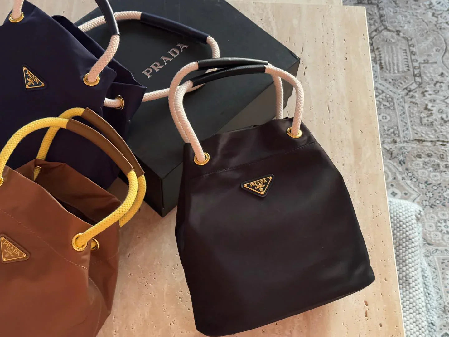 Prada Nylon Bucket Bag Black Handbag 26x25cm