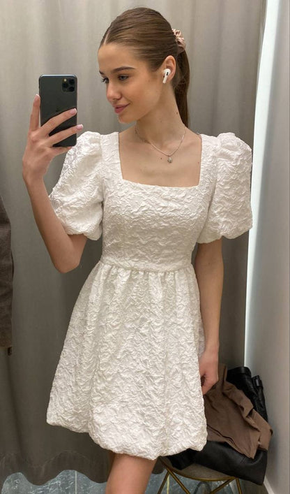 A Line White Homecoming Dress Short Prom Dress Party Dress    cg26056