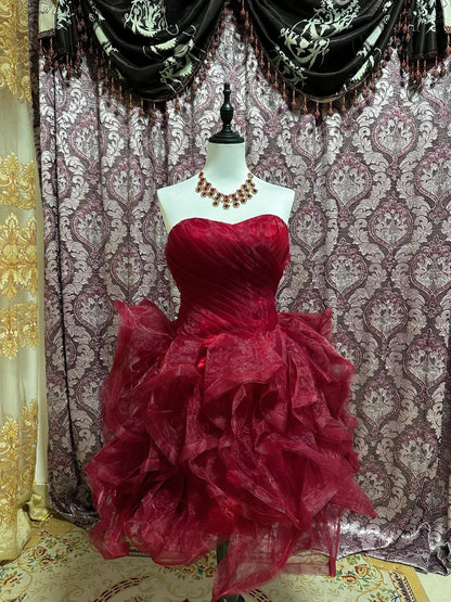 Burgundy Princess Tulle Short Homecoming Dress Prom Dress gh4644