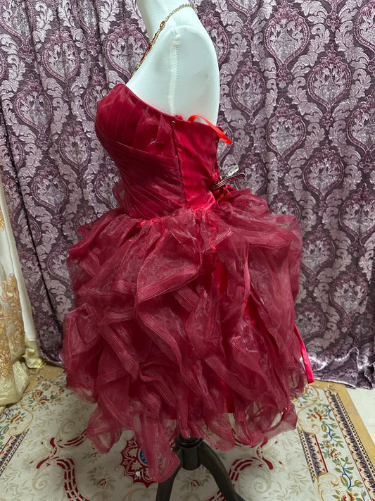 Burgundy Princess Tulle Short Homecoming Dress Prom Dress gh4644