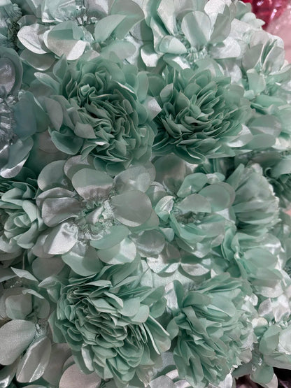 Mint Green Floral Short Satin Homecoming Dress Prom Dress Birthday Dress gh4637