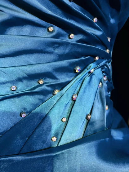 Blue Beaded Short satin Homecoming Dress Prom Dress Evening Dress gh4538