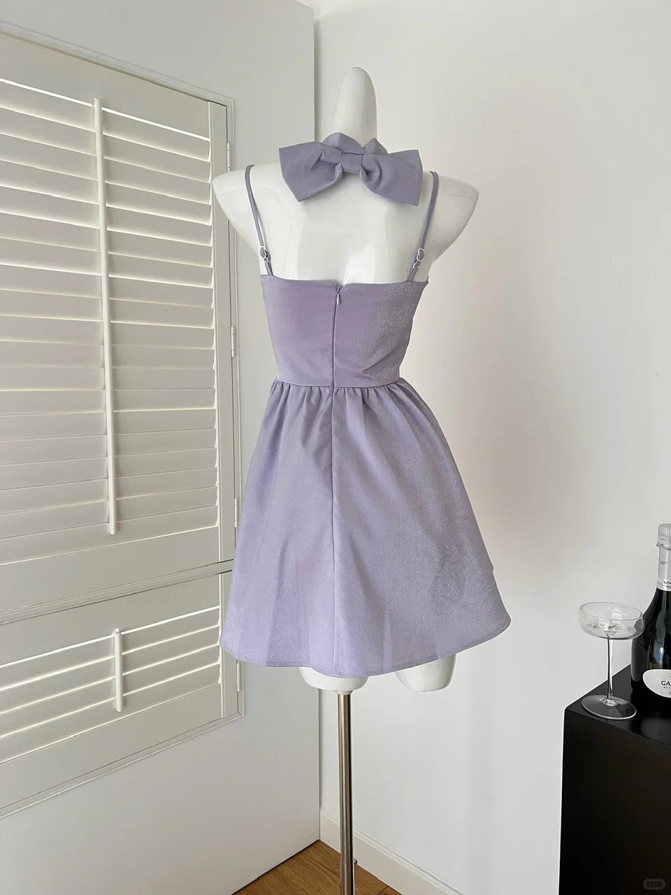 Purple Bow Homecoming Dress Short Satin Prom Dress Evening Dress Birthday Party Dress gh4559
