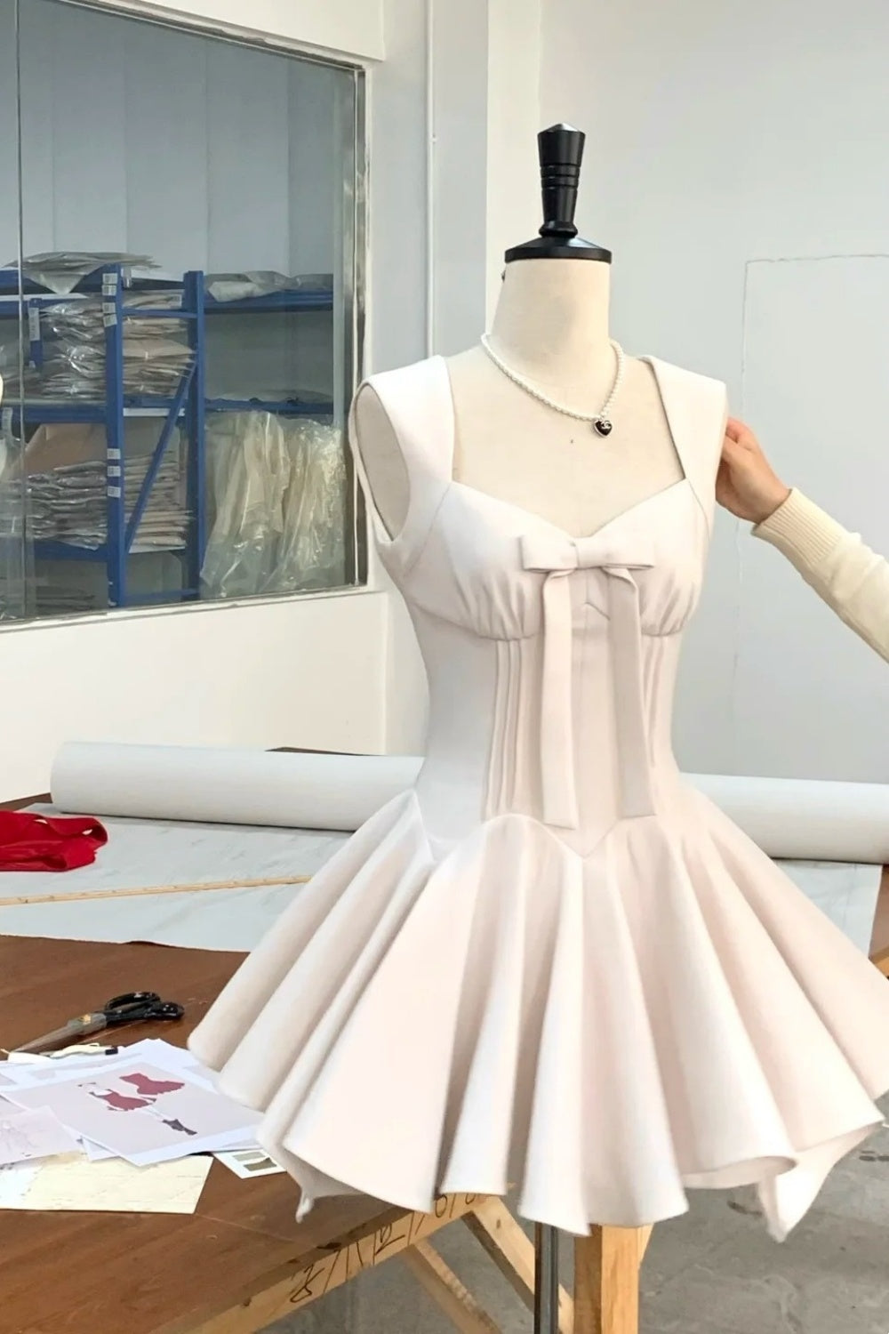 amakanas-White simple homecoming dress satin gh5740