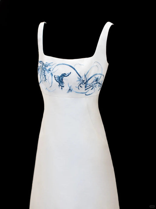 amakanas-White Delicate Floral Short Satin Homecoming Dress Birthday Dress gh5375