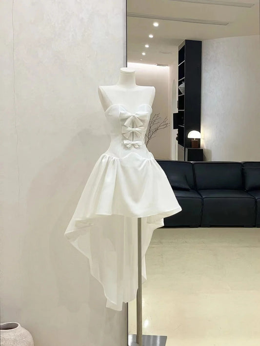 White beautiful princess homecoming dress short chiffon ball gown evening dress birthday dress gh4523