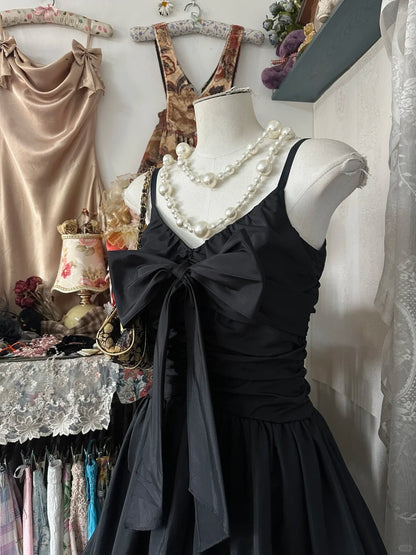 amakanas-Black vintage short satin homecoming dress birthday dress gh5224