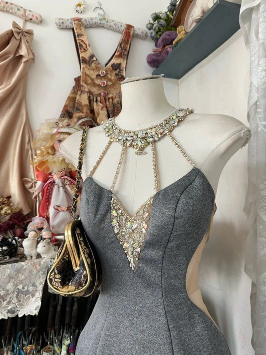 Grey Charming Homecoming Dress Beautiful Short Sexy Cutout Party Dress gh4396