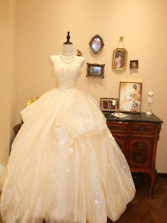 amakanas-White wedding dress, vintage and elegant long formal ball gown gh6132