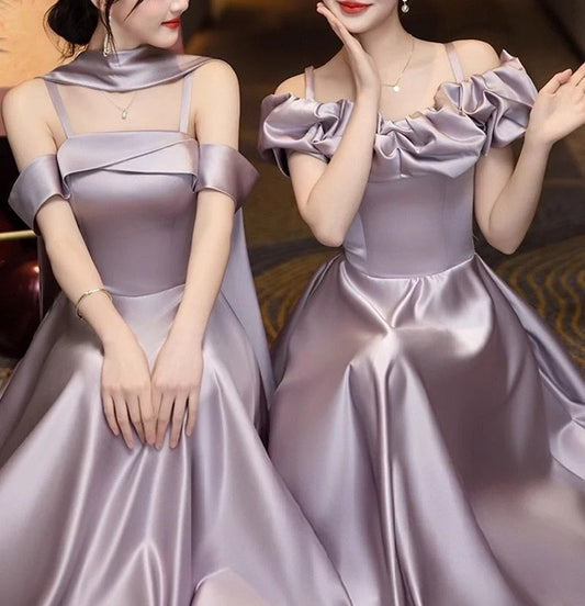 Purple Elegant Fashion Long Satin Ball Gown Evening Dress Party Dress Bridesmaid Dresses Prom Dress gh3996