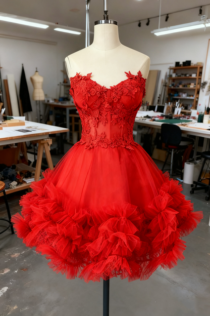 amakanas-Blue Delicate Beaded Short Tulle Dress, Homecomming Birthday Dress gh6163