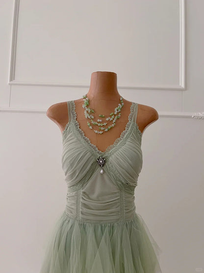 Green fantasy short chiffon fairy homecoming dress holiday party dress gh4765