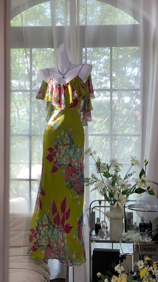 Green Elegant Romantic Fashion Backless Long Chiffon Evening Dress Ball Gown Birthday/Holiday Party Dress Prom Dress gh4044