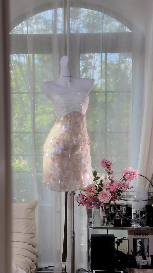 Pink Sequin Short Sparkling Homecoming Dress Party Dress Date Dress gh4879