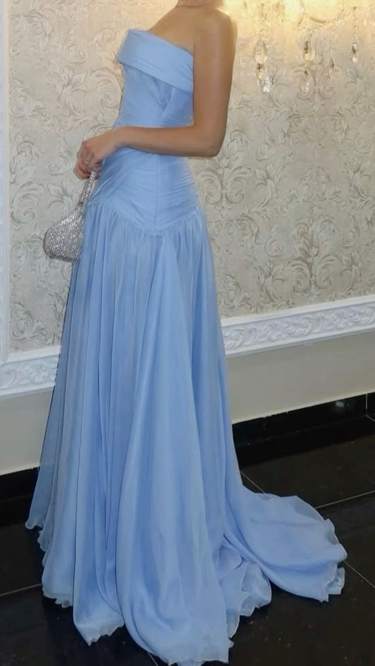 amakanas-Blue Tulle Fashionable And Simple Ball Gown/Graduation Dress gh6107