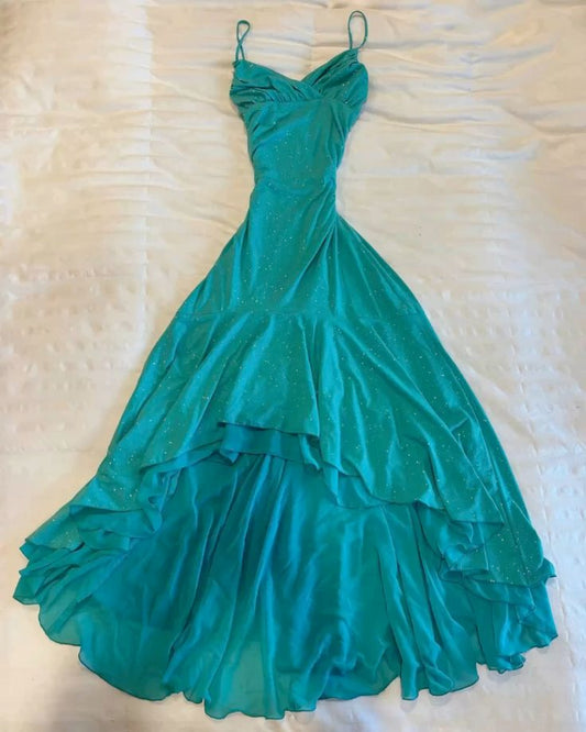amakanas-Blue Shiny Beautiful Long Chiffon Birthday Dress Prom Dress Evening Dress gh5994