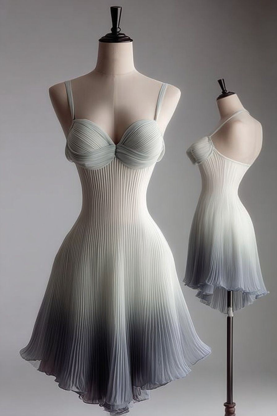 amakanas-Chiffon green stylish gradient short homecoming dress party dress birthday dress gh5150