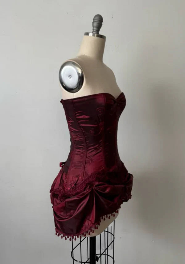 amakanas-Vintage Burgundy corset homecoming dresses tight hoco dresses gh5808