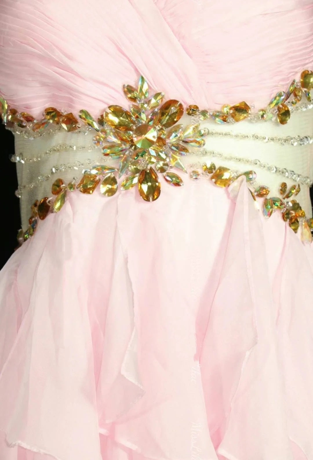 Pink ruffles rhinestones elegant beautiful long/short prom dress evening dress homecoming dress birthday party dress gh4723