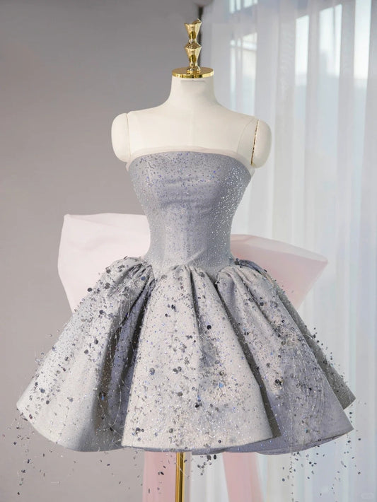 Silver Sparkling Homecoming Dress Short Sequins Prom Dress Evening Dress Graduation Dress Party Dress gh4555