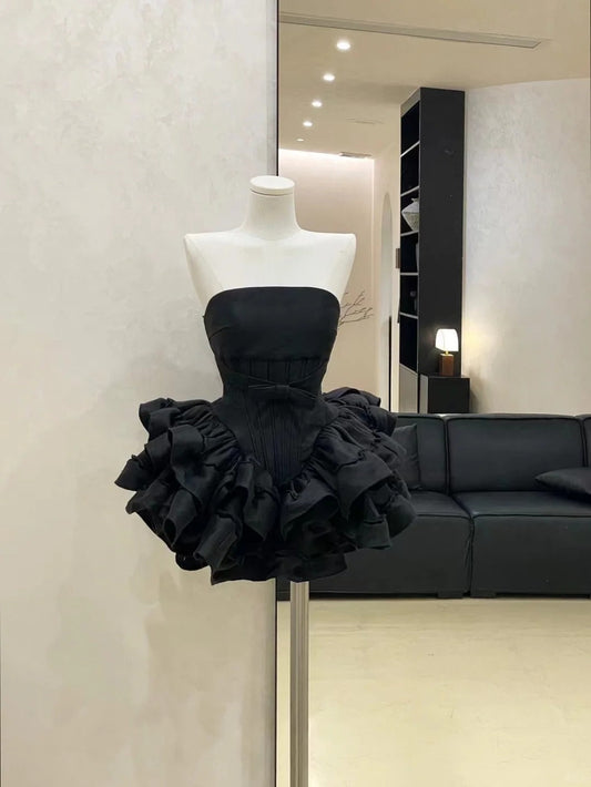 Pink/Black homecoming dress short satin prom dress evening dress birthday dress gh4525