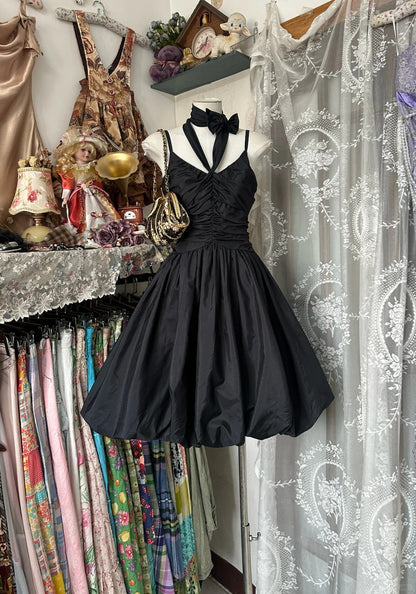 amakanas-Black vintage short satin homecoming dress birthday dress gh5224