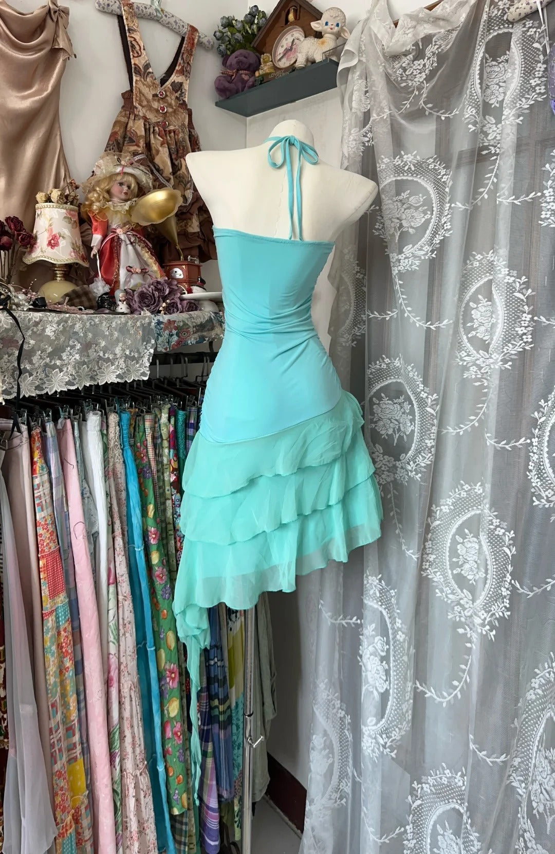 amakanas-Green vintage short chiffon homecoming dress birthday dress gh5226