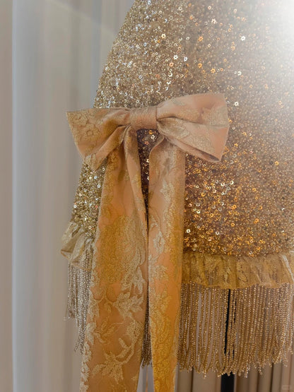 Gold Luxury Shiny Gorgeous Cute Elegant Exquisite Tassel Short Sequin Homecoming Dress Prom Dress Evening Dress Party Dress gh4165