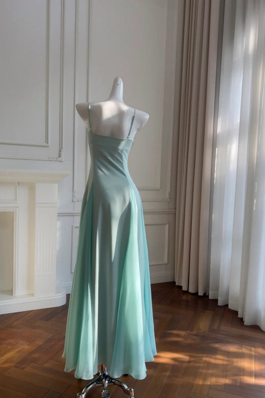 amakanas- Minimalist Mint Green/Pastel Pink Spaghetti Strap Slim-Fit Long Evening Gown gh6098