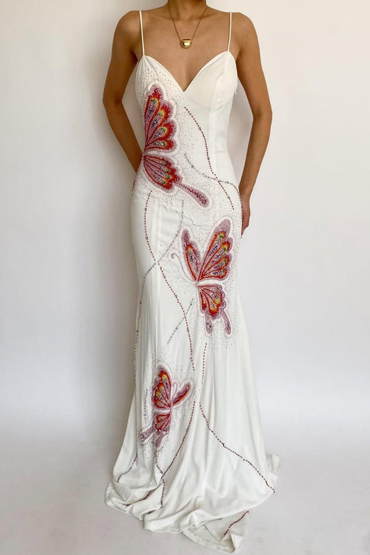 amakanas-Elegant Long chiffon Party Dress With Butterflies gh6108