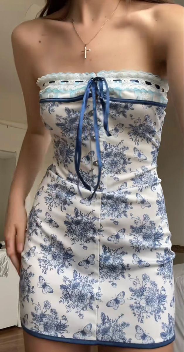 amakanas-- Blue floral elegant short chiffon homecoming dress for girls garden party dress blue and white porcelain gh5720