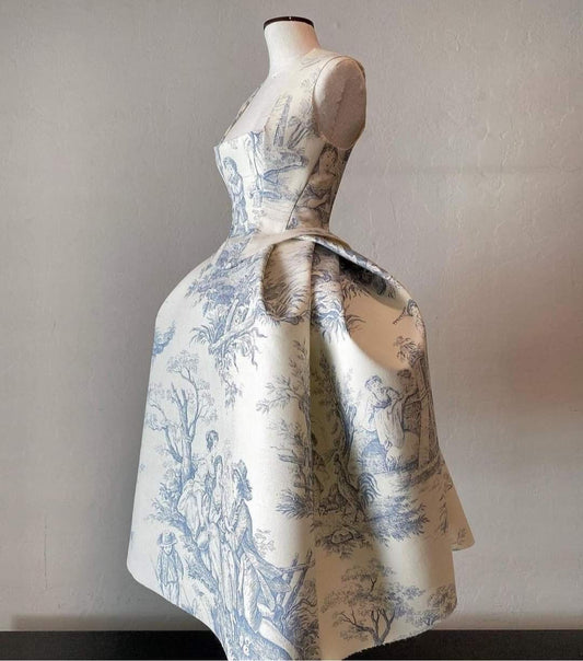 amakanas-Blue floral satin halter midi homecoming dress birthday party dress prom dress gh5395