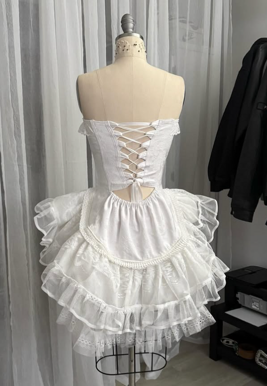 Vintage Beige Sweetheart Strapless Design A-line Lace Homecoming Dress TP3955