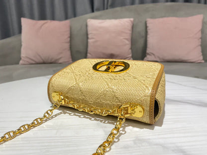 Dior Small Dior Caro Bag Natural Macrocannage Raffia 20x12x7 cm