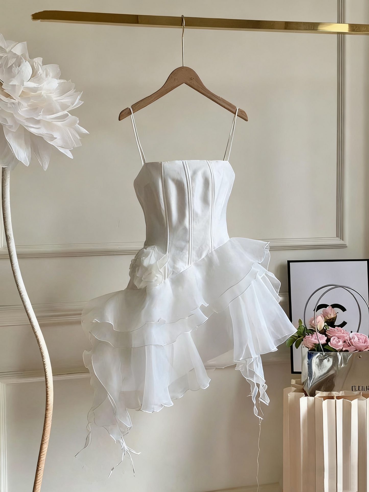 Pink Cute Fantasy Floral Short Chiffon Mini Homecoming Dress Women Birthday Party Dress gh4727