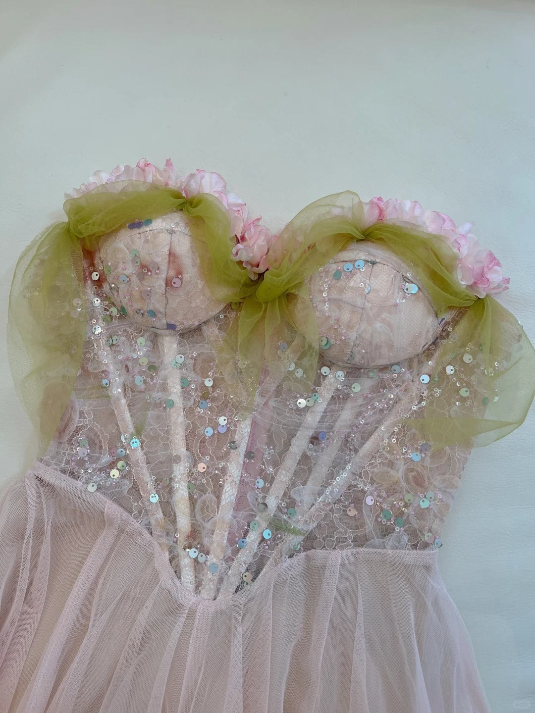 Sweet Pink A-line Suspenders Sequined Tulle Long Prom Dress Evening Dress Bridesmaid Dress P4049