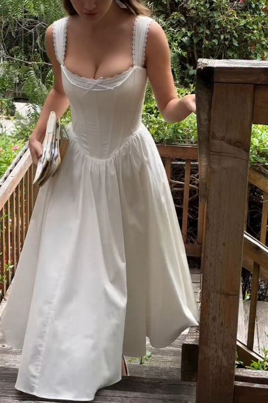 amakanas-White simple pure fashion long bridesmaid dress prom dress gh5918