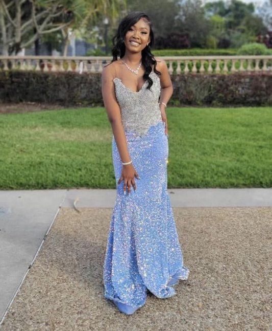 Sexy Sequins Long Mermaid Prom Dress,Elegant Evening Dress SH886