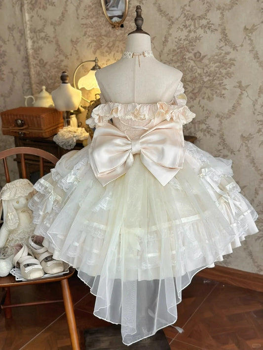 amakanas-White princess lace fashion short tulle homecoming dress birthday party dress gh5414
