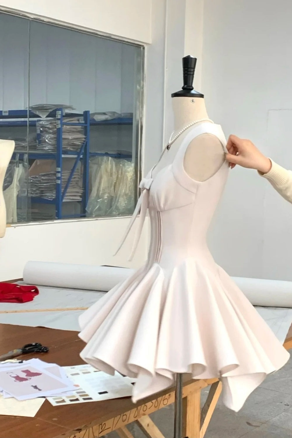 amakanas-White simple homecoming dress satin gh5740