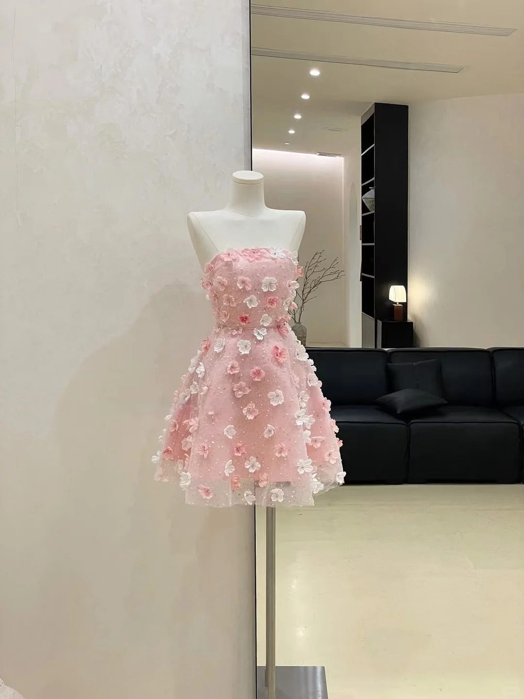 Pink floral summer girls tulle short homecoming dress prom dress evening dress birthday dress gh4535