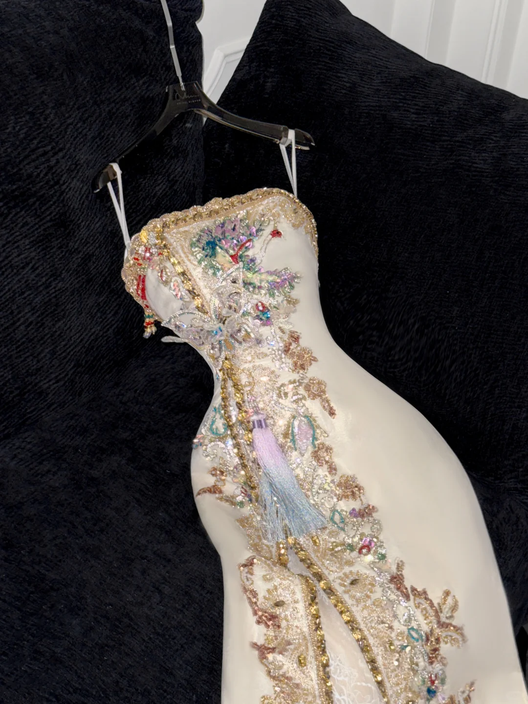 Sparkling Beige Beaded Sequined Design Elegant Mermaid Prom Dress Evening Dress TP4212