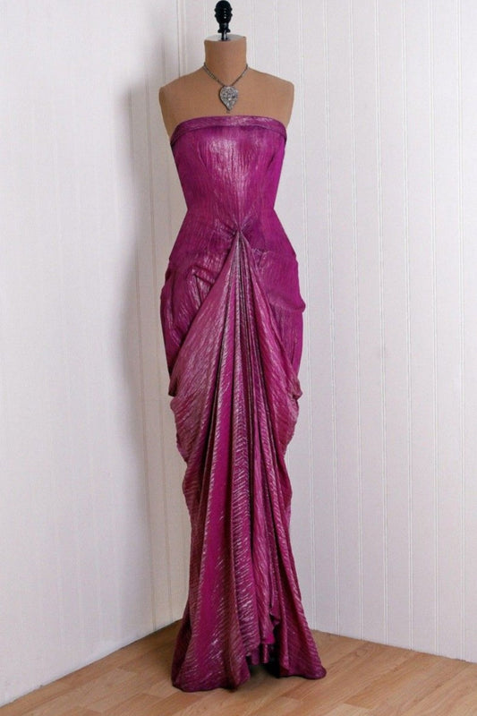 amakanas-Purple Fashion Pleated Long Prom Dress Evening Dress gh5971